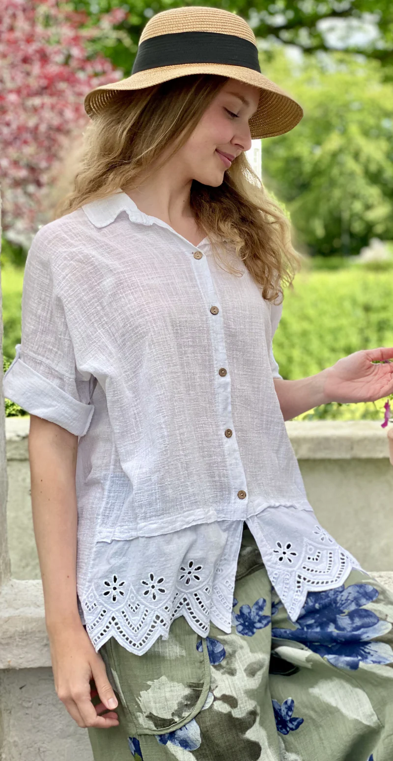 Oda skjortebluse med broderi anglaise hvid LikeLondon - Image 6