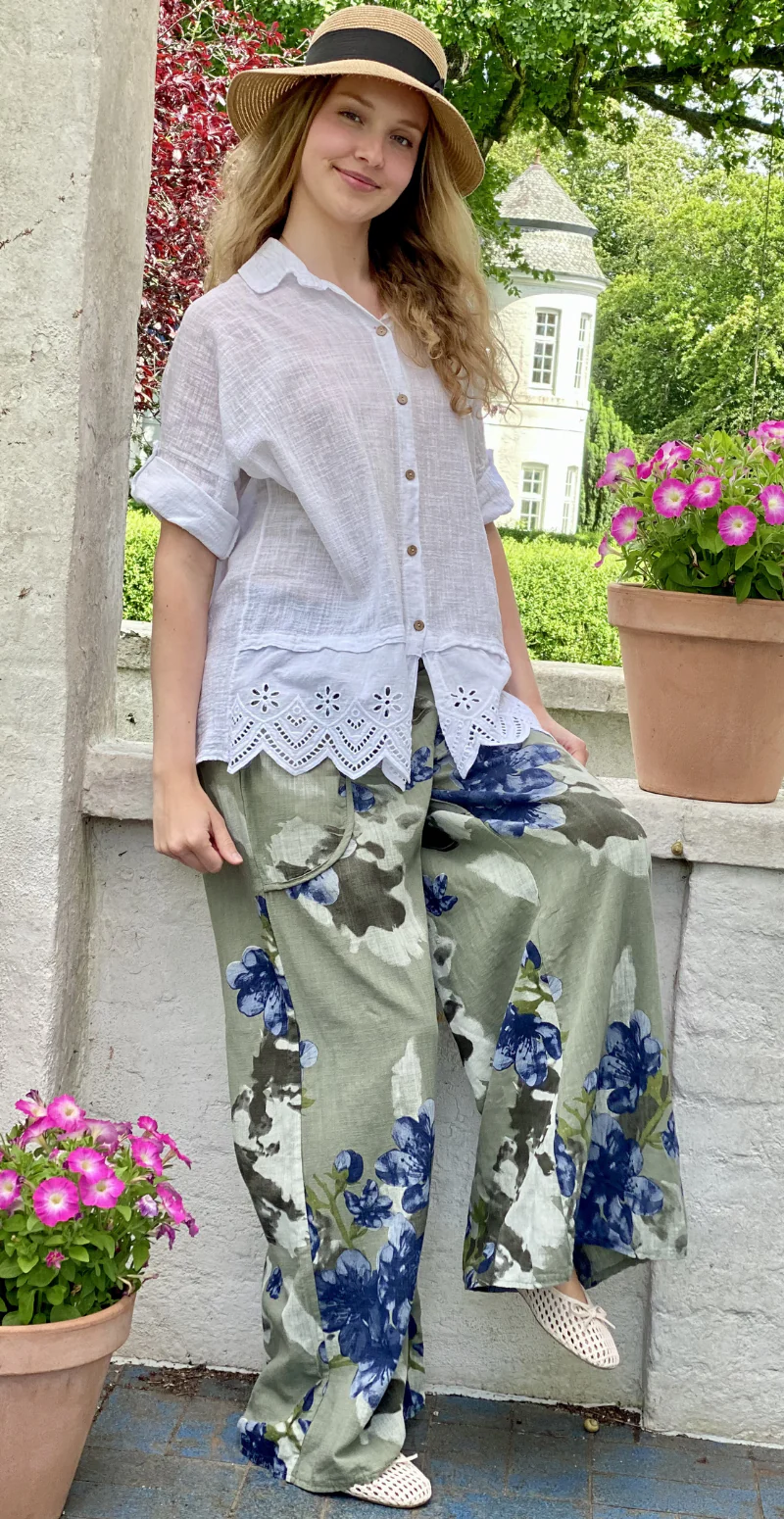 Oda skjortebluse med broderi anglaise hvid LikeLondon - Image 7