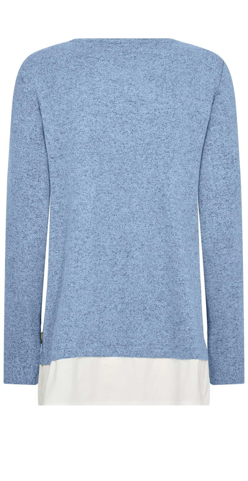 Olivia strikbluse med skjortekant blå - Image 2