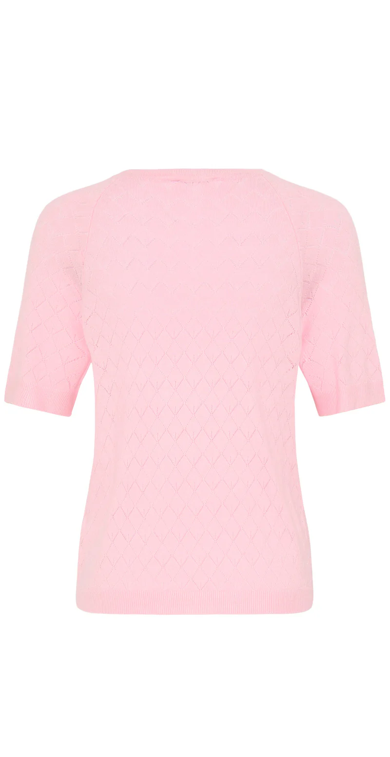 Omanja bluse med hulmønster parfait pink B.young - Image 6