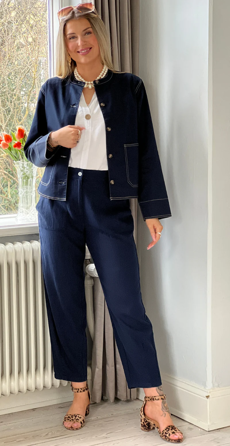 Penny jakke med tydelige stikninger navy LikeLondon - Image 2