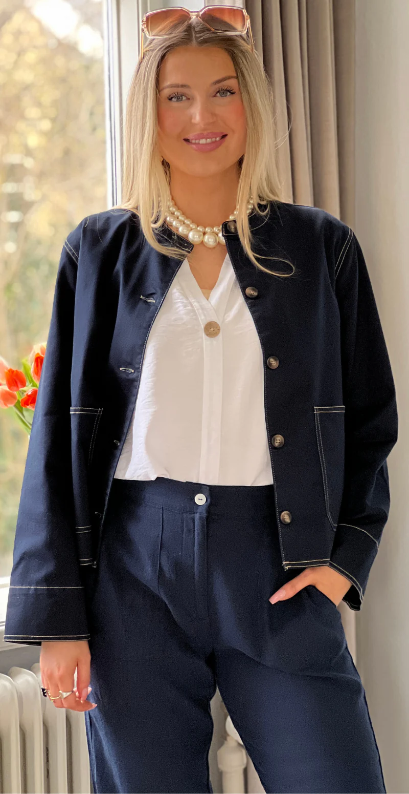 Penny jakke med tydelige stikninger navy LikeLondon - Image 5