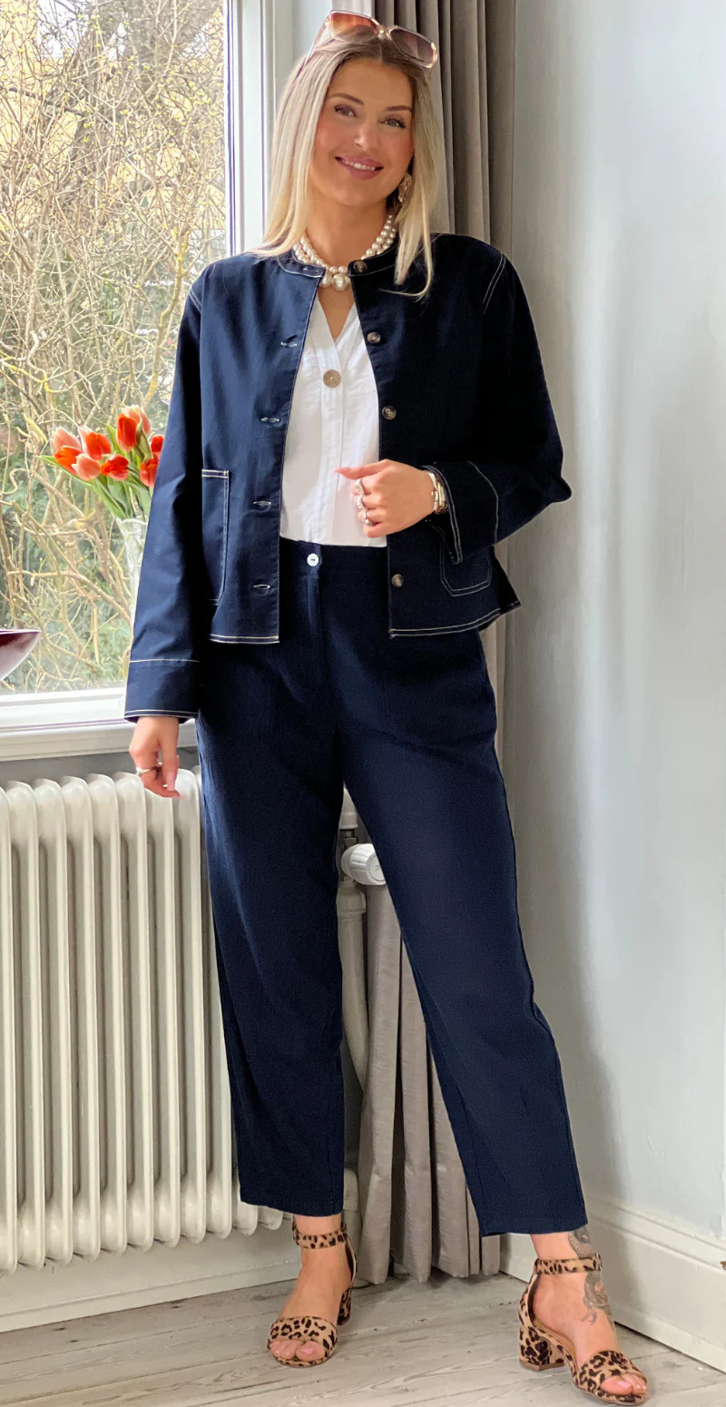 Penny jakke med tydelige stikninger navy LikeLondon - Image 7