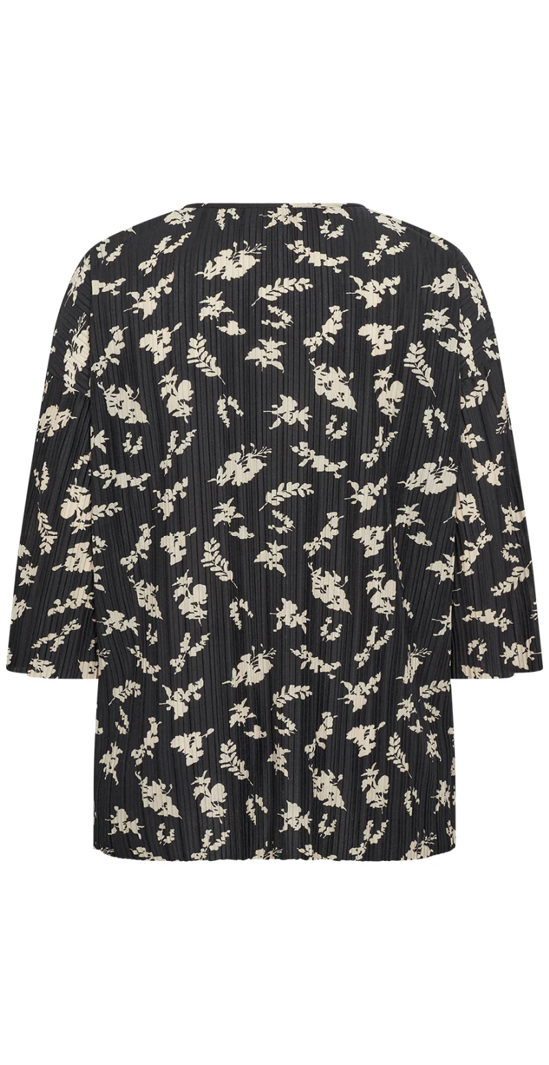 Plisseret bluse i print sand - Image 4