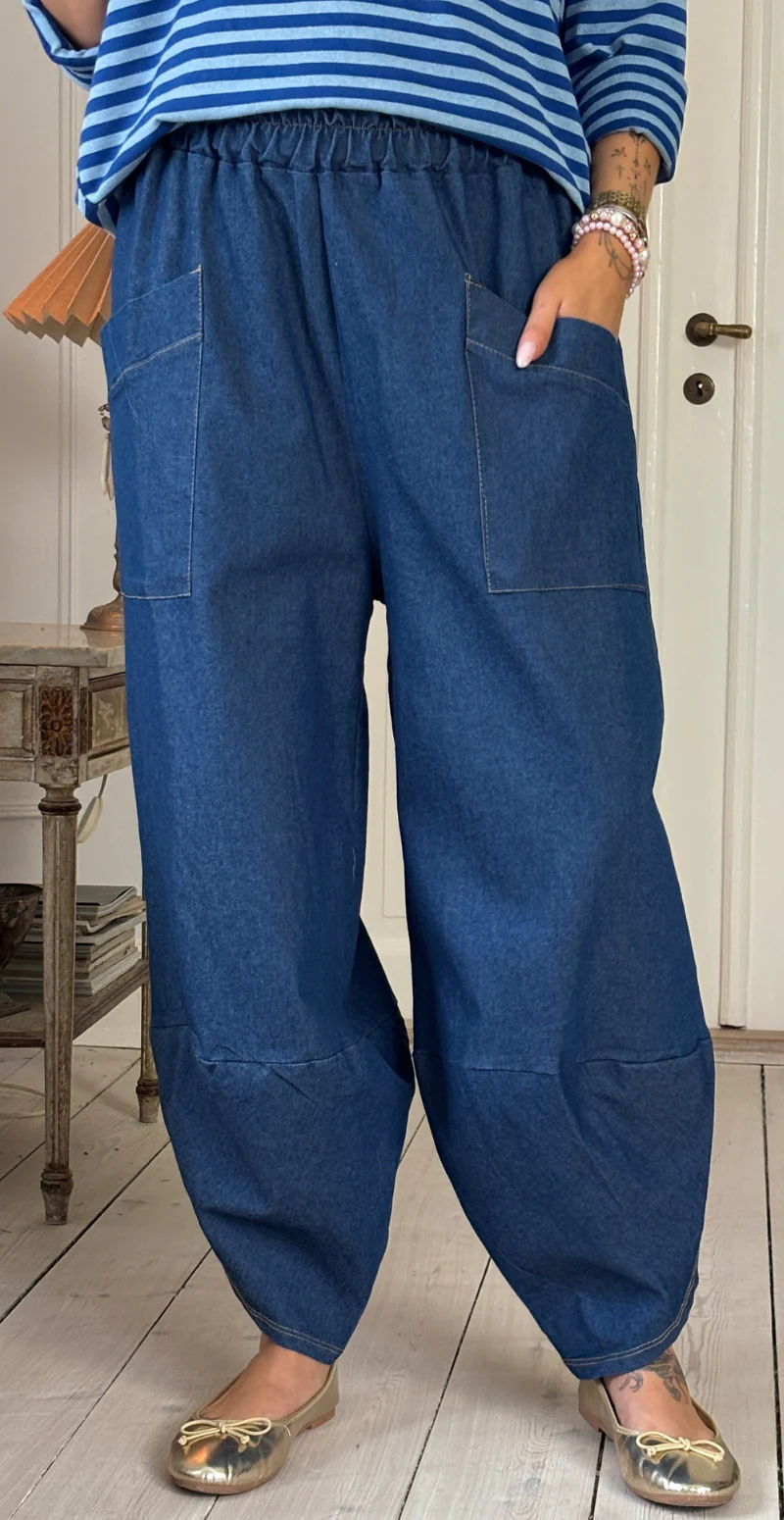 Rosia denimbukser med slids og lommer foran dark blue LikeLondon