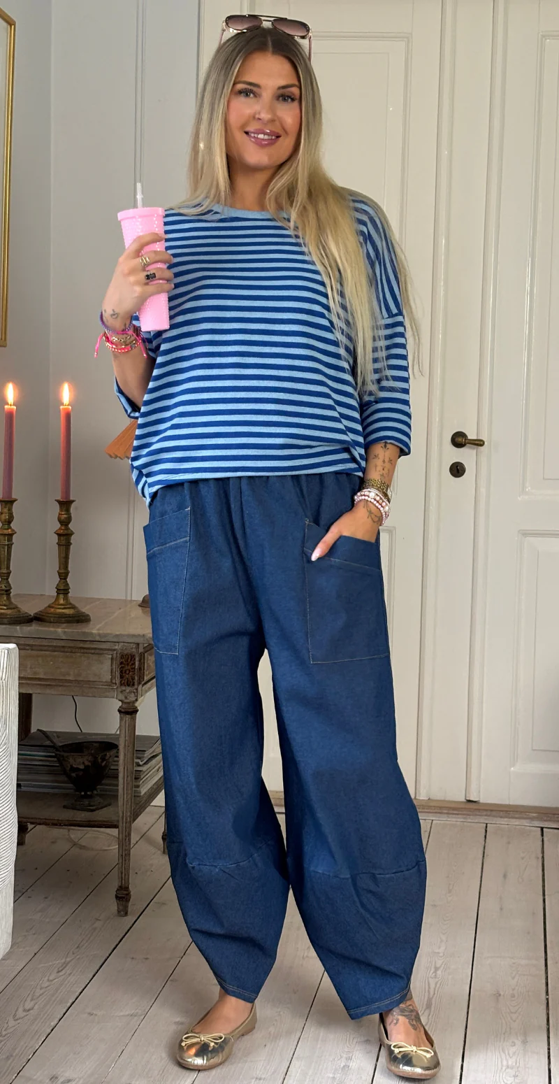 Rosia denimbukser med slids og lommer foran dark blue LikeLondon - Image 4