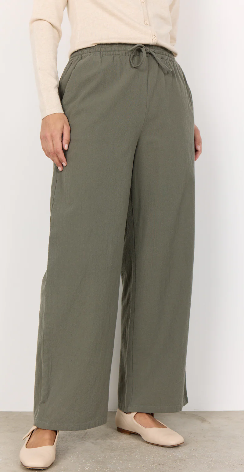 Sally buks med lige ben og lommer khaki LikeLondon - Image 3
