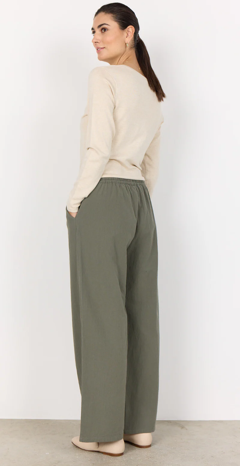 Sally buks med lige ben og lommer khaki LikeLondon - Image 5