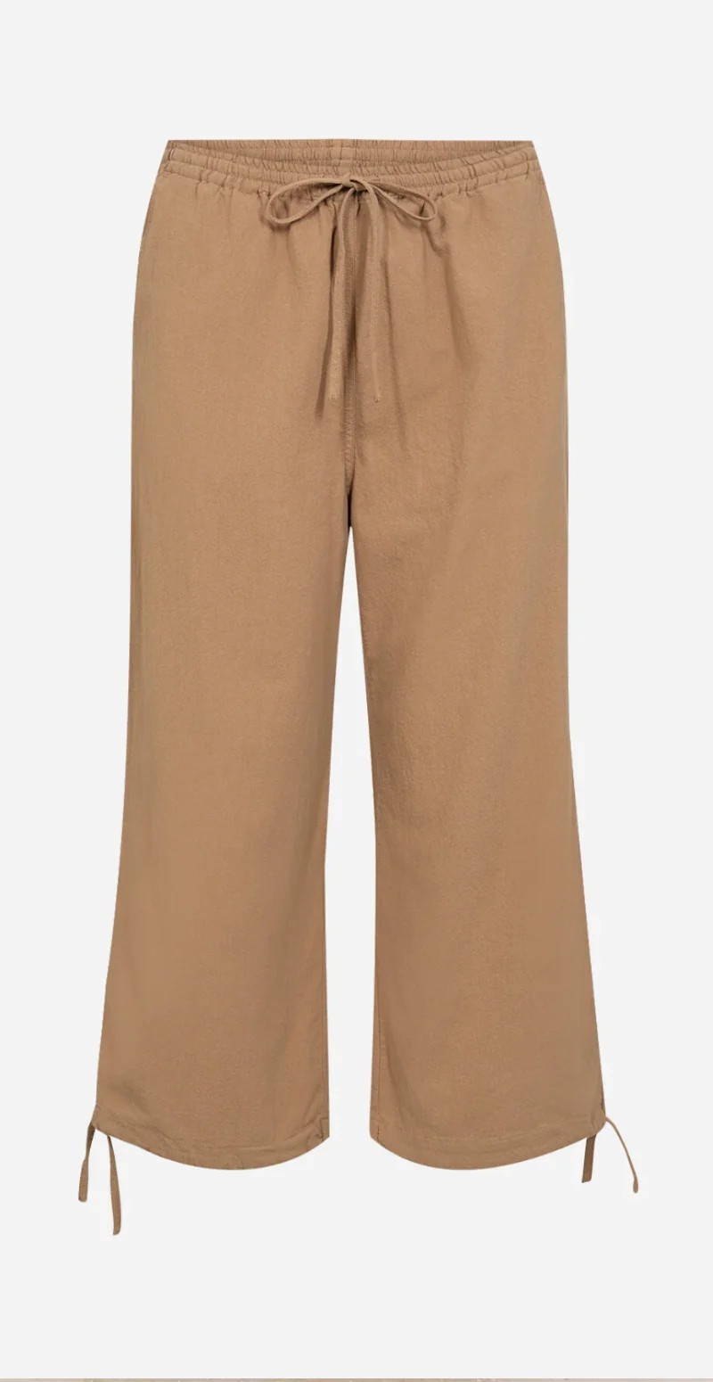 Sally capri bukser med bindebånd og snøre desert brown - Image 4