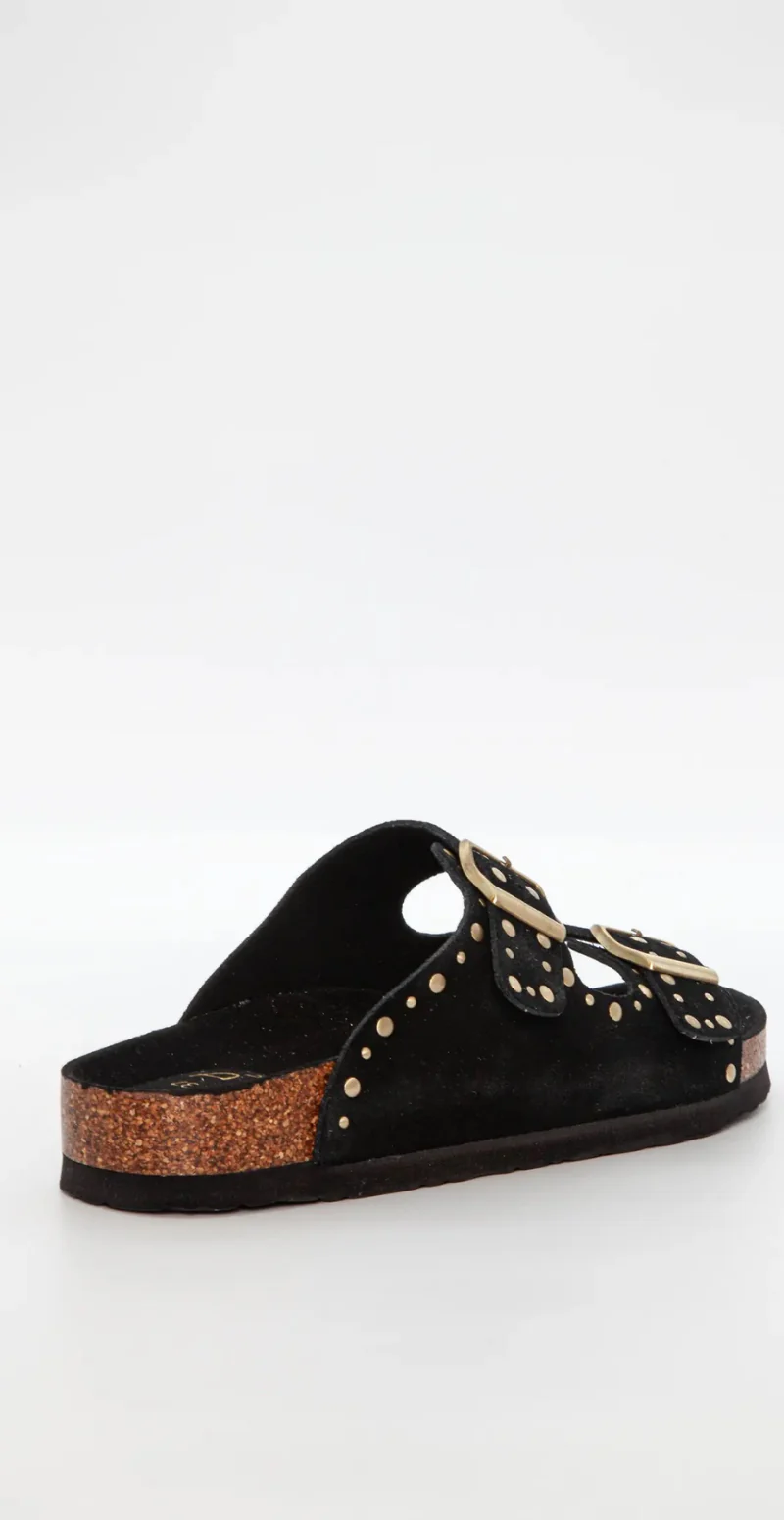 Sandal i imiteret ruskind med nitter sort Duffy - Image 3