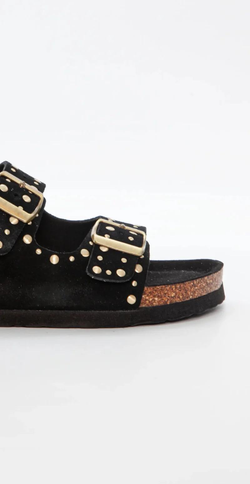 Sandal i imiteret ruskind med nitter sort Duffy - Image 4