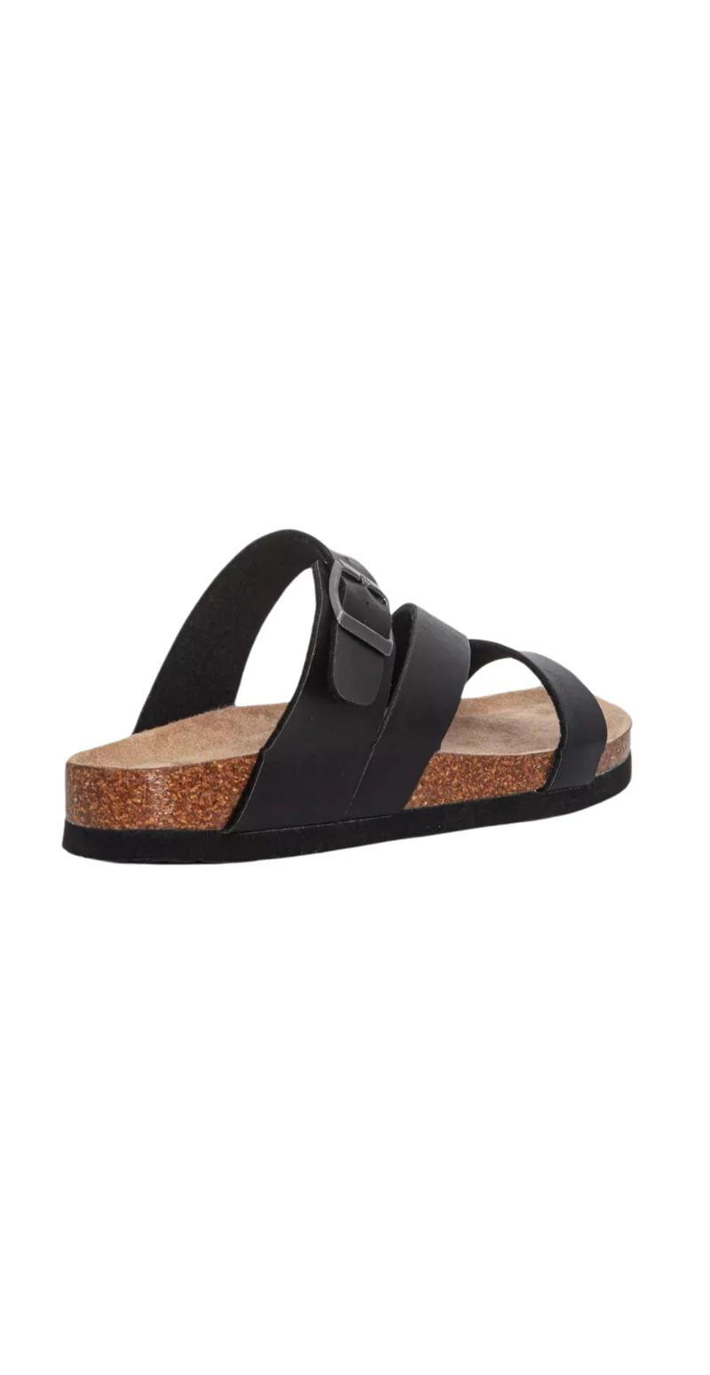 Sandal med PU læderremme i sort Duffy - Image 3