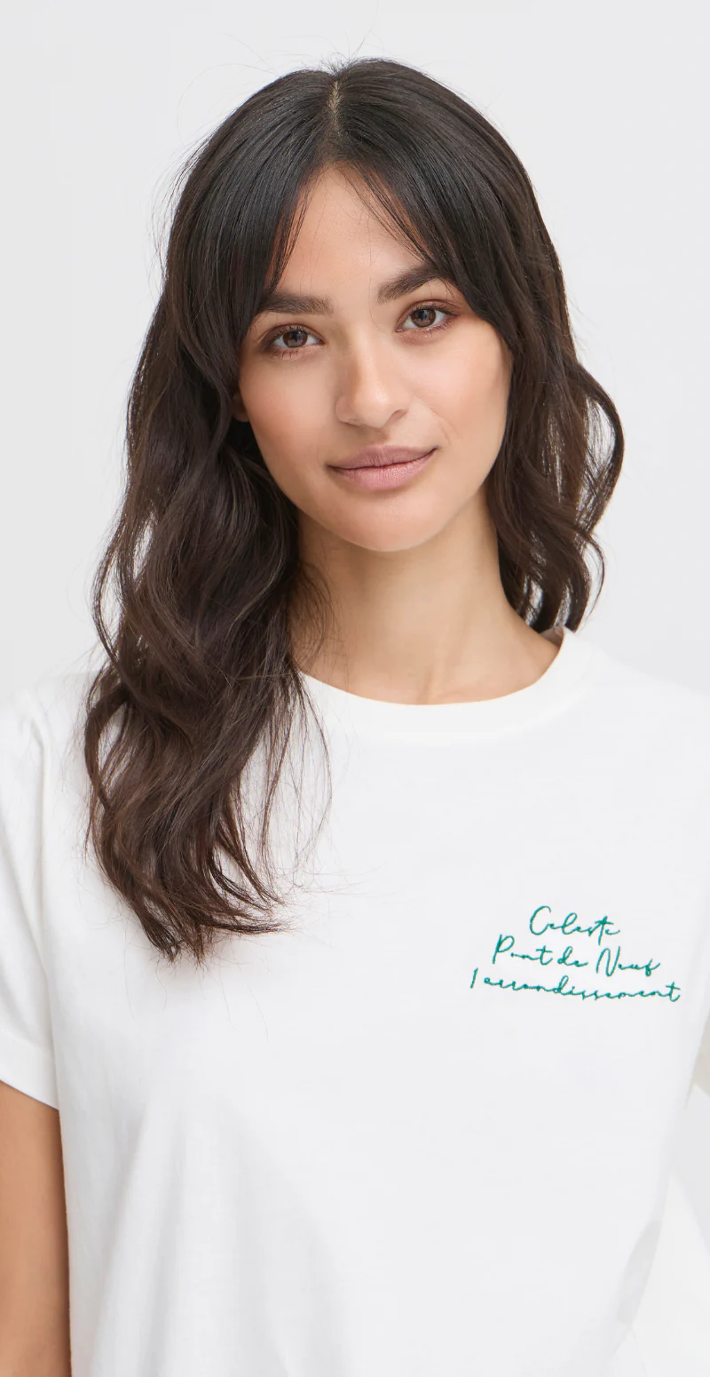 Seleste bluse med rund hals og tekst marshmallow B.young - Image 2