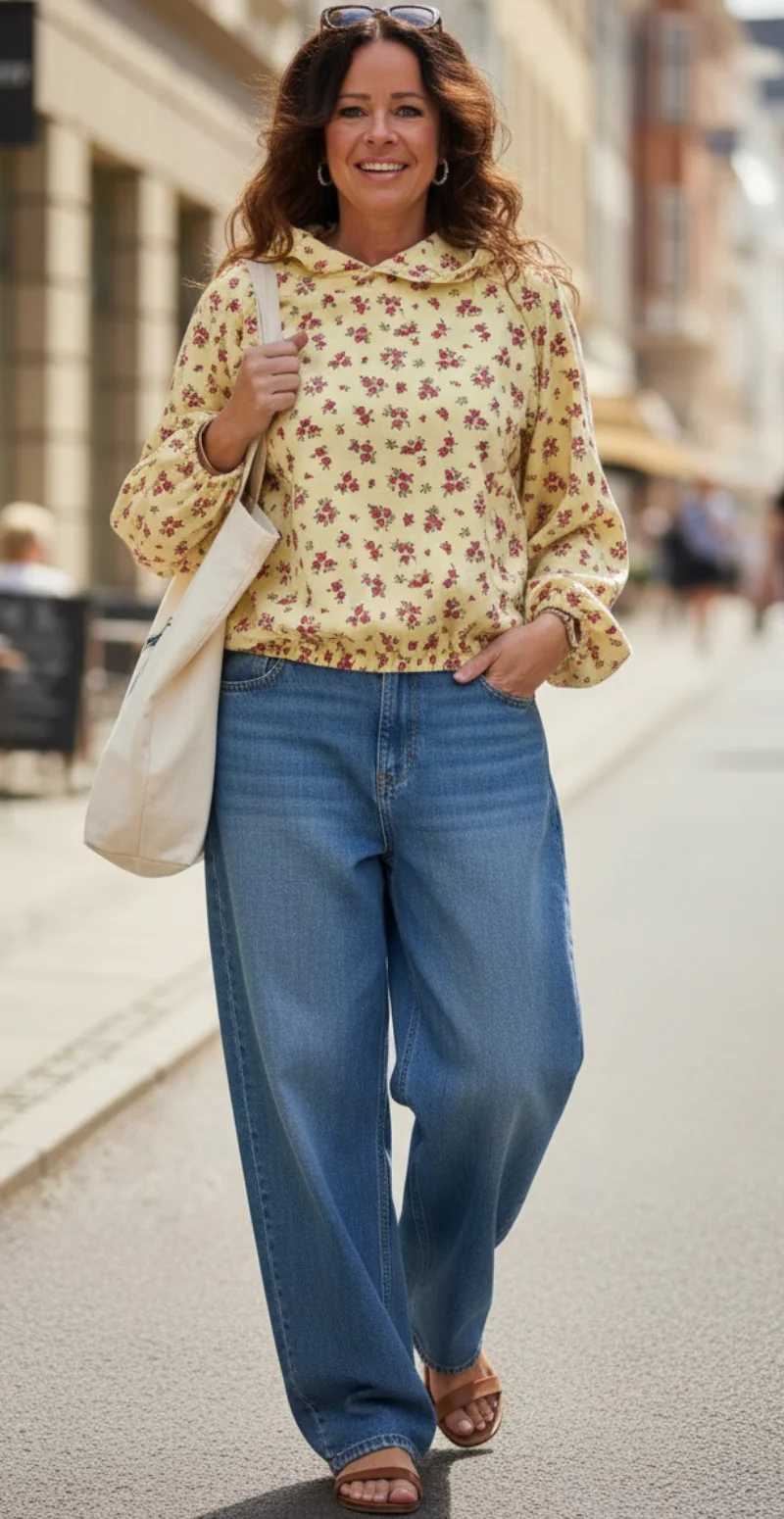 Severine bluse med hætte og blomsterprint lemon LikeLondon