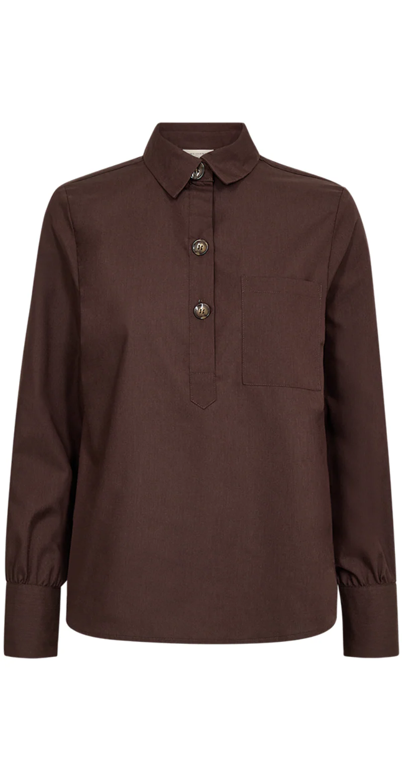 Flynn skjorte med stolpelukning coffee bean - Image 3
