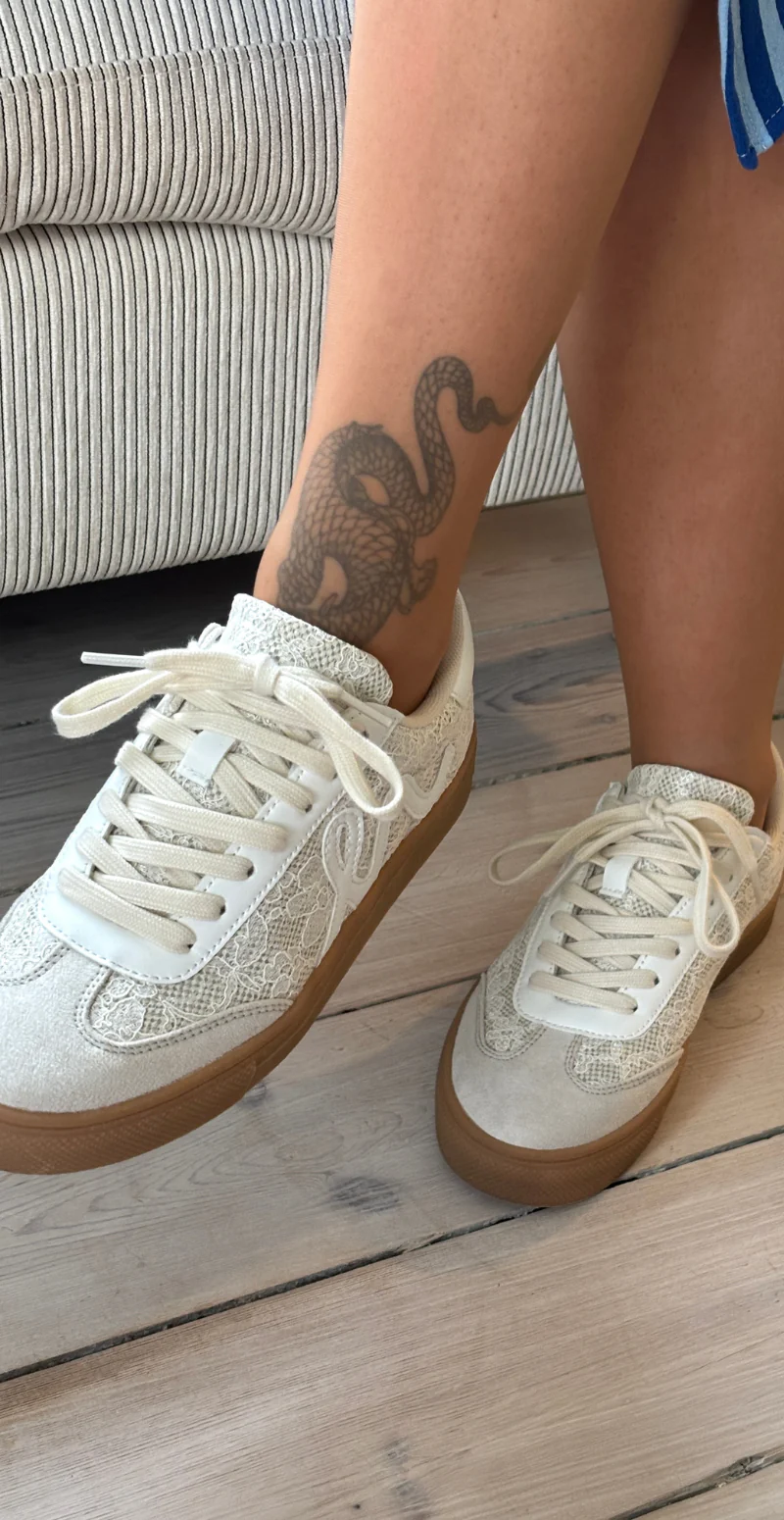 Sneaker i retrolook med snøre beige Duffy - Image 2