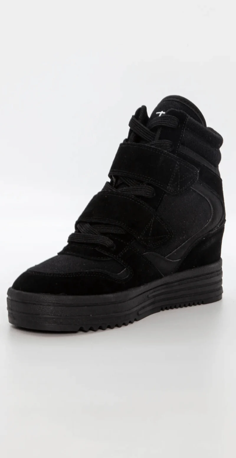 Sneaker wedges med snørebånd og velcro sort - Image 2