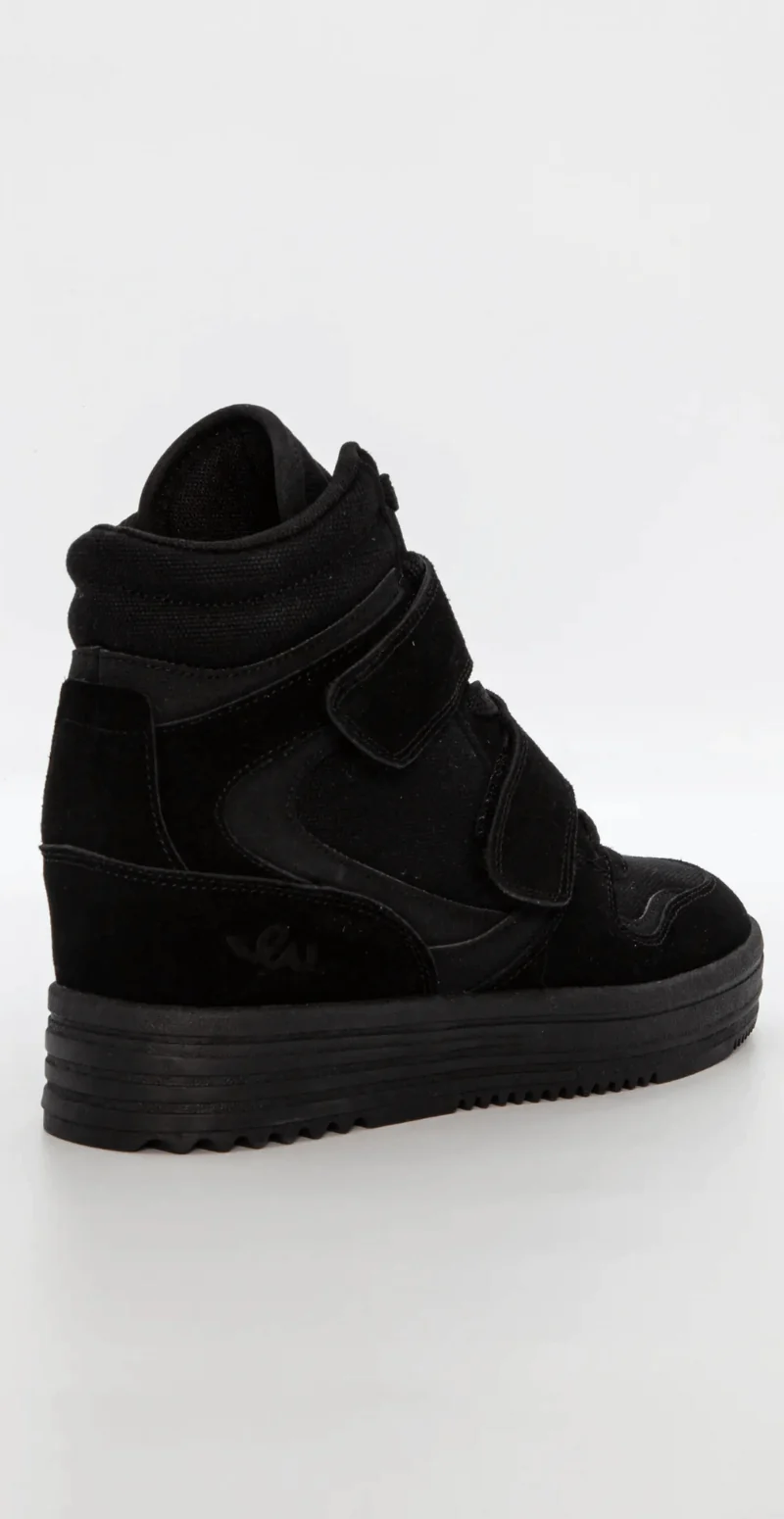 Sneaker wedges med snørebånd og velcro sort - Image 3