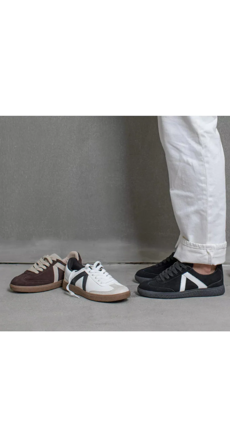 Sneakers med skind og ruskind sort - Image 2