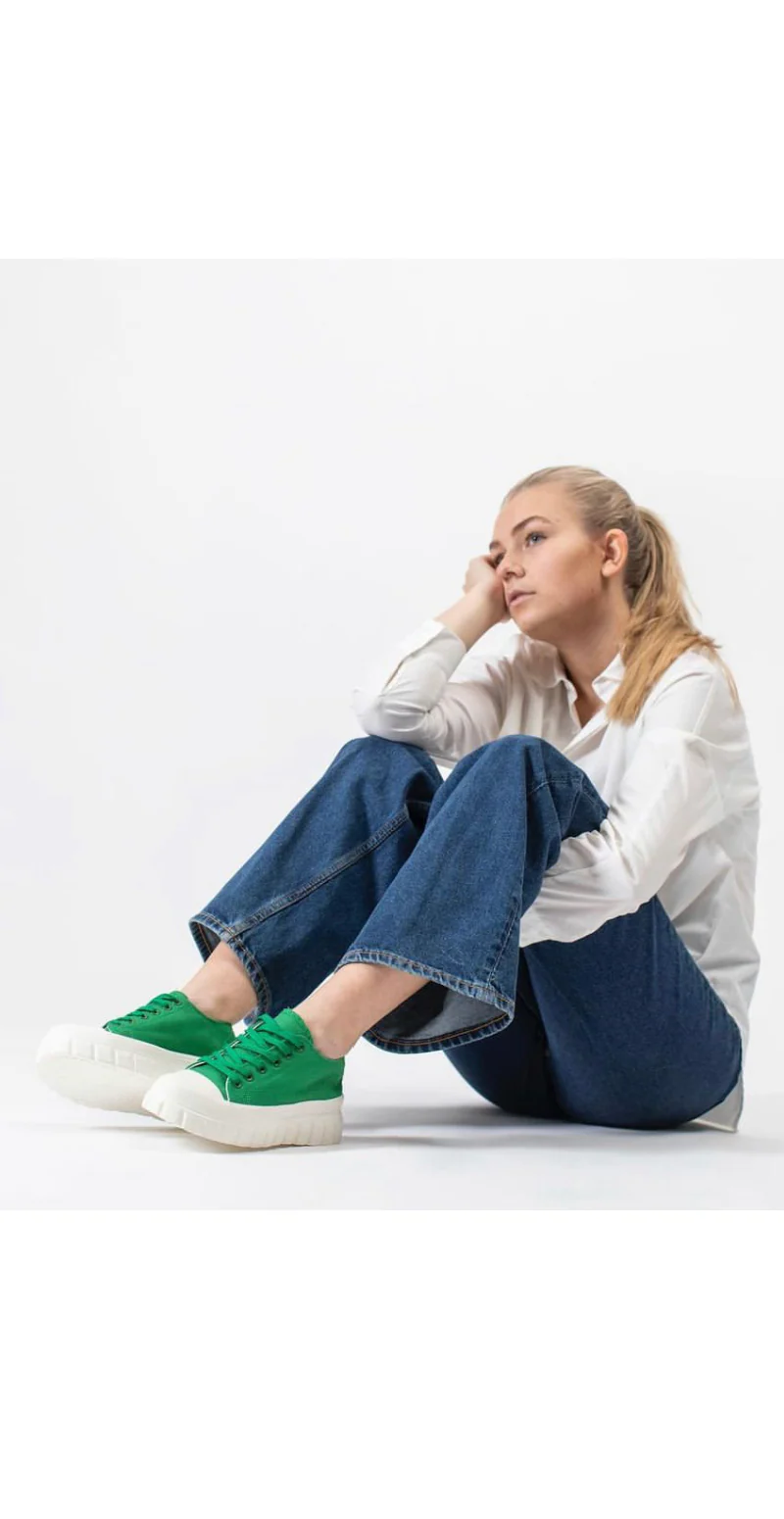 Sneakers med snørebånd grøn - Image 2