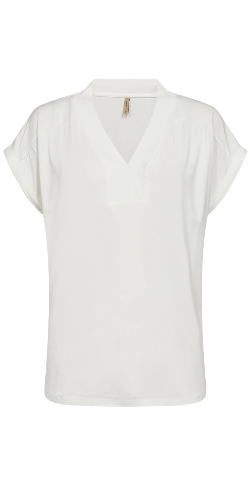 Sophia T-shirt med v-hals og opsmøg på ærmet offwhite