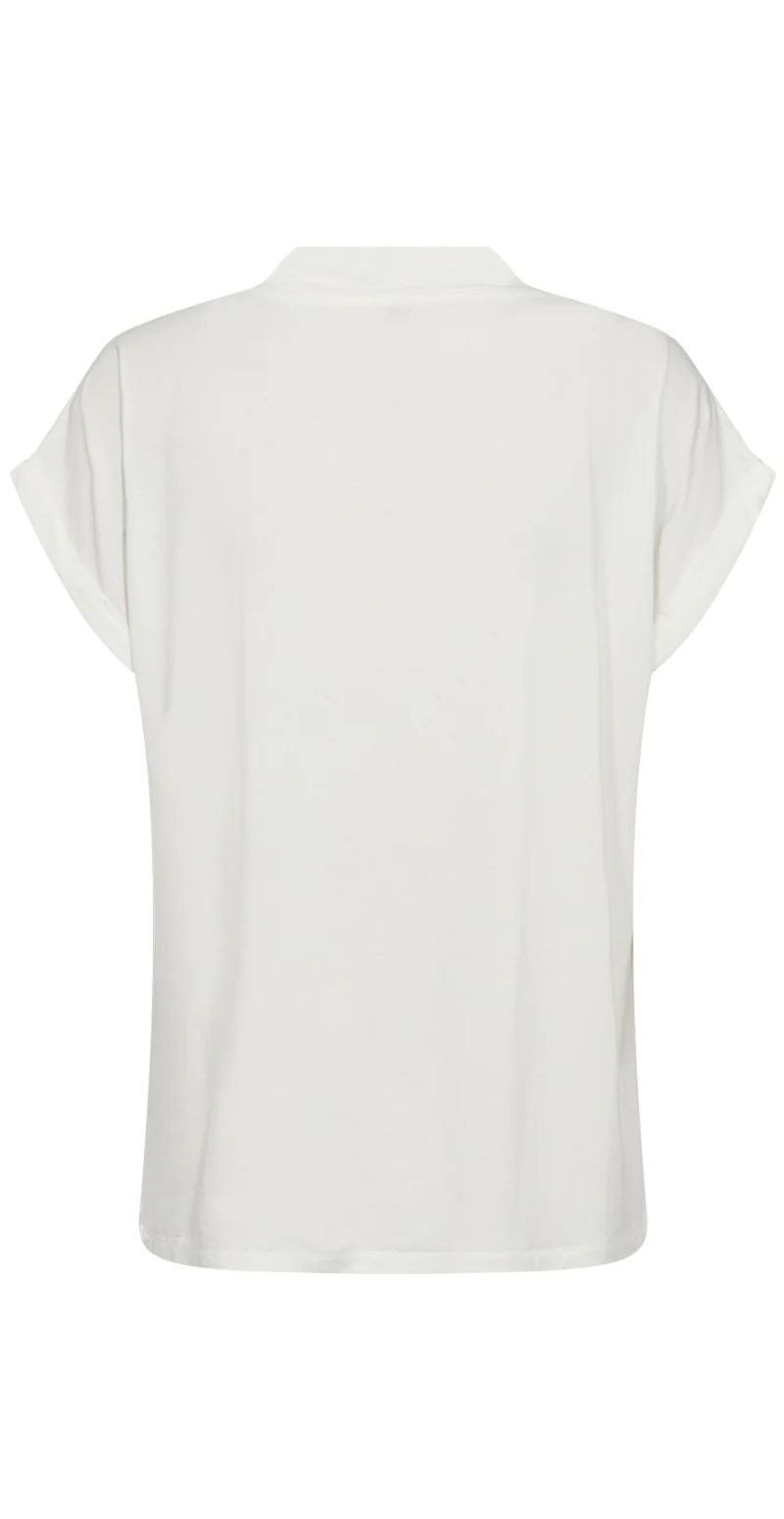 Sophia T-shirt med v-hals og opsmøg på ærmet offwhite - Image 2