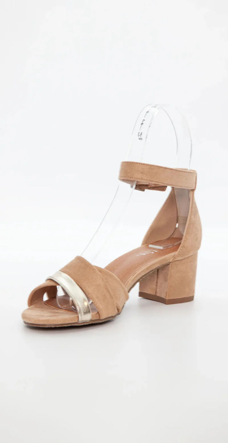 Stilet i imiteret ruskind med metallisk rem beige Duffy - Image 2