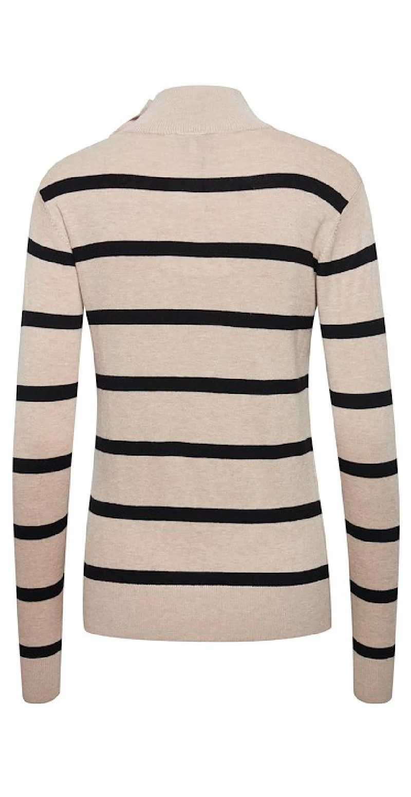 Strikbluse med skulderknapper cement mix - Image 4