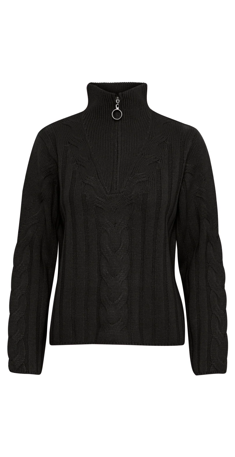 Strikket halfzip pullover sort - Image 2