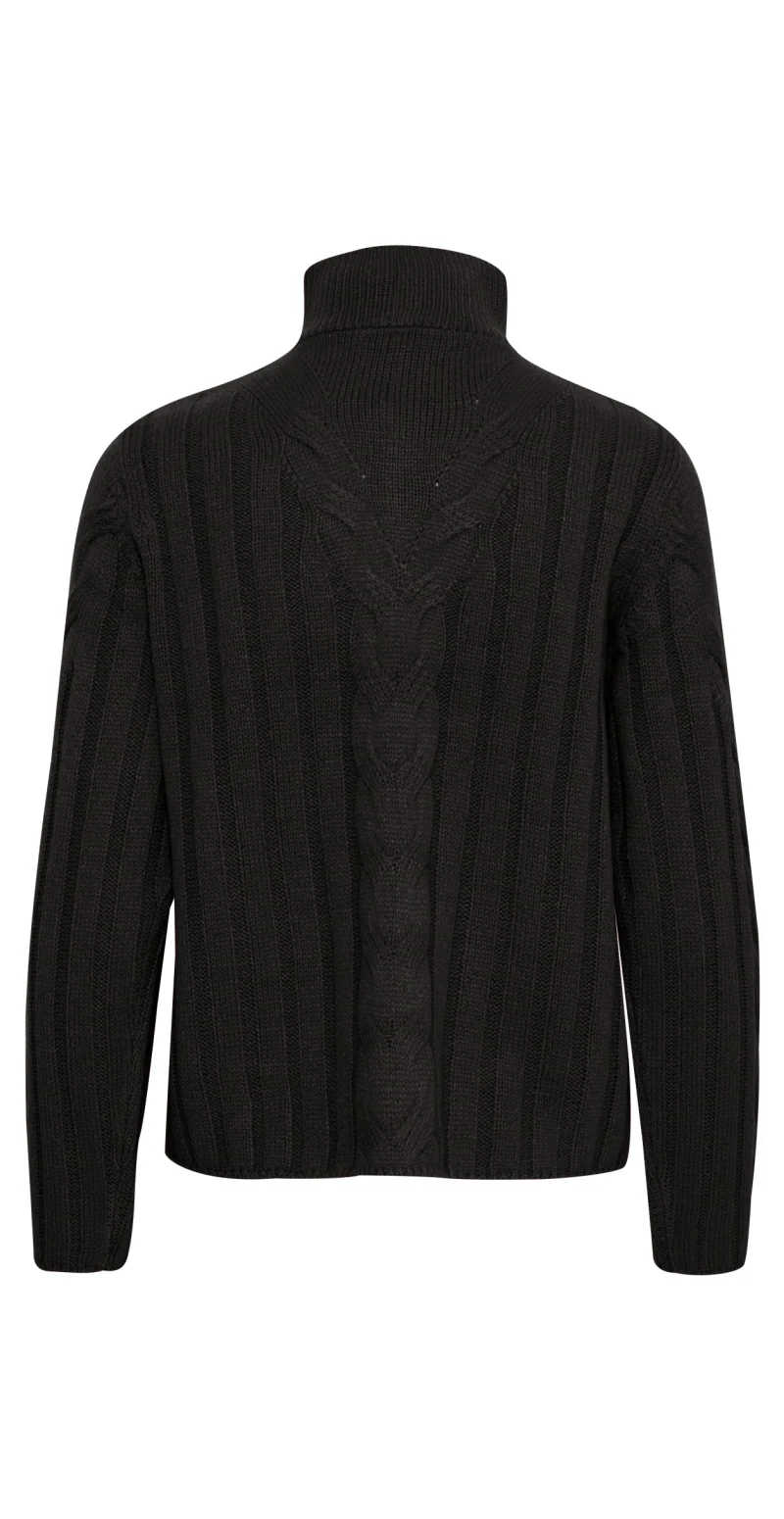 Strikket halfzip pullover sort - Image 3