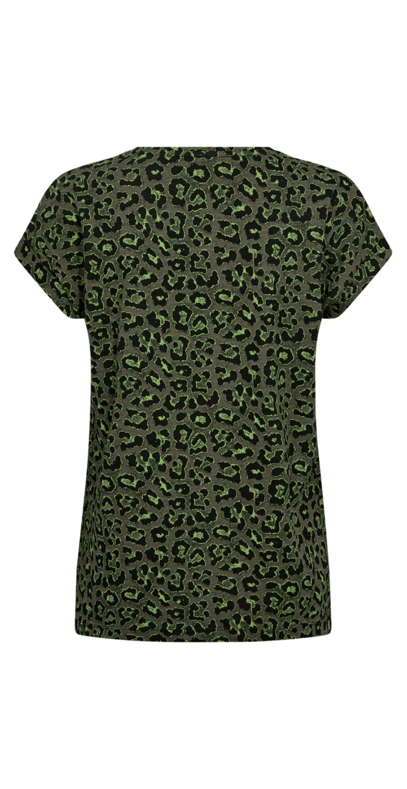 T-shirt med leopardprint dusty olive w. black - Image 2