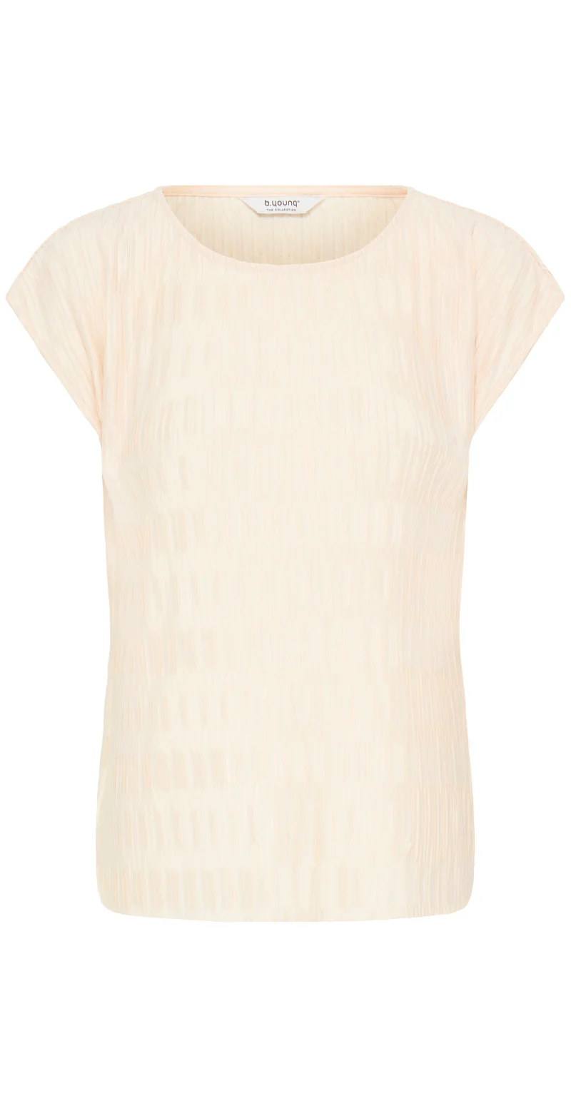 Uvika bluse med mønstret plissé birch B.young - Image 5