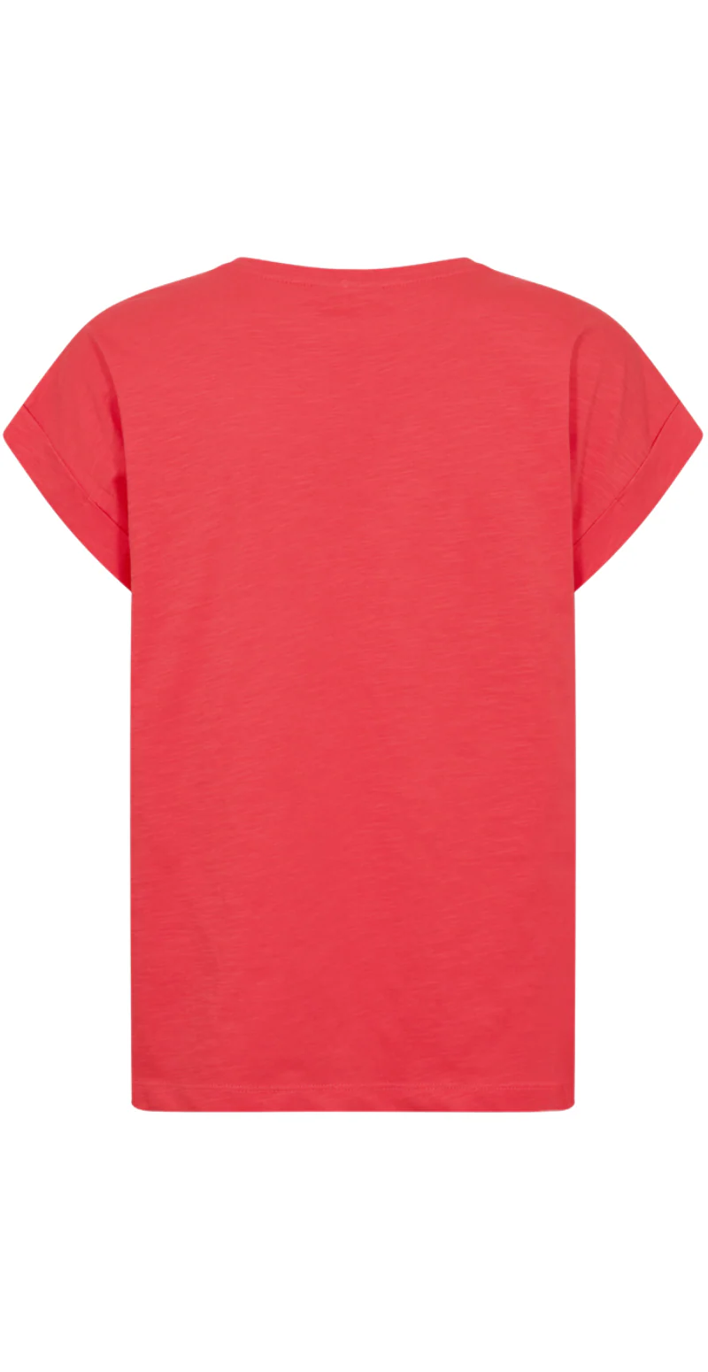 Viva T-shirt med v-hals og lomme bittersweet - Image 4