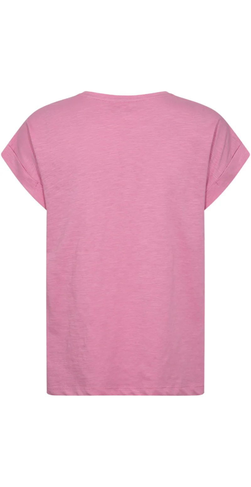 Viva T-shirt med v-hals og lomme fuchsia pink - Image 4