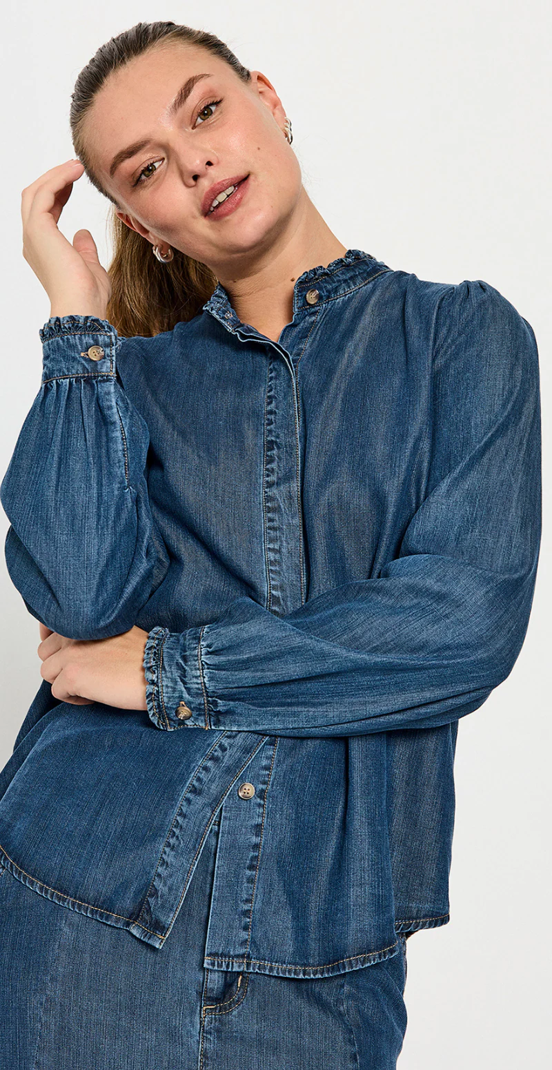 Wilke skjorte medium blue denim - Image 9